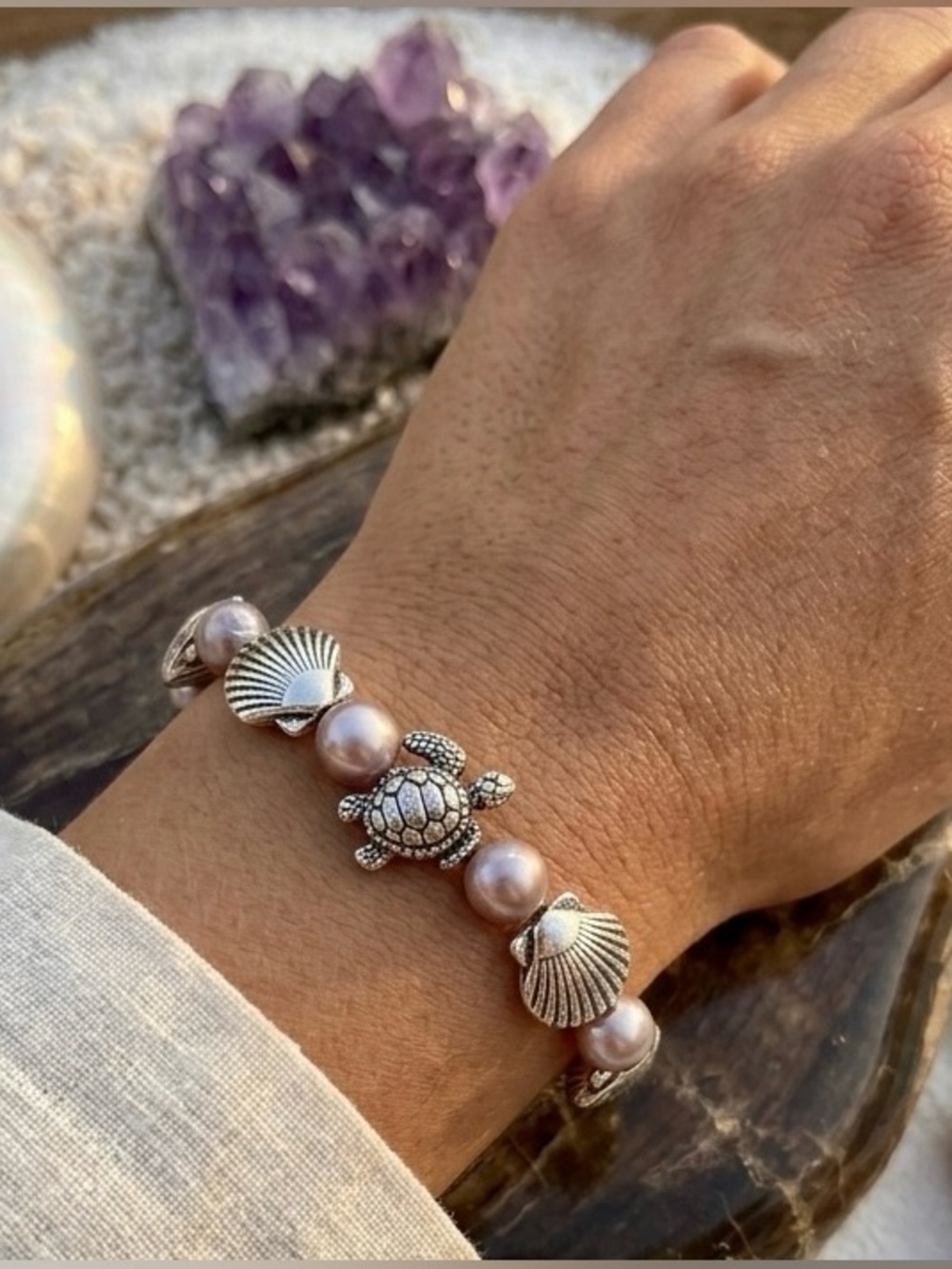 Sea Shell & Sea Turtle Heart Clasp Bracelet - Heart of the Sea